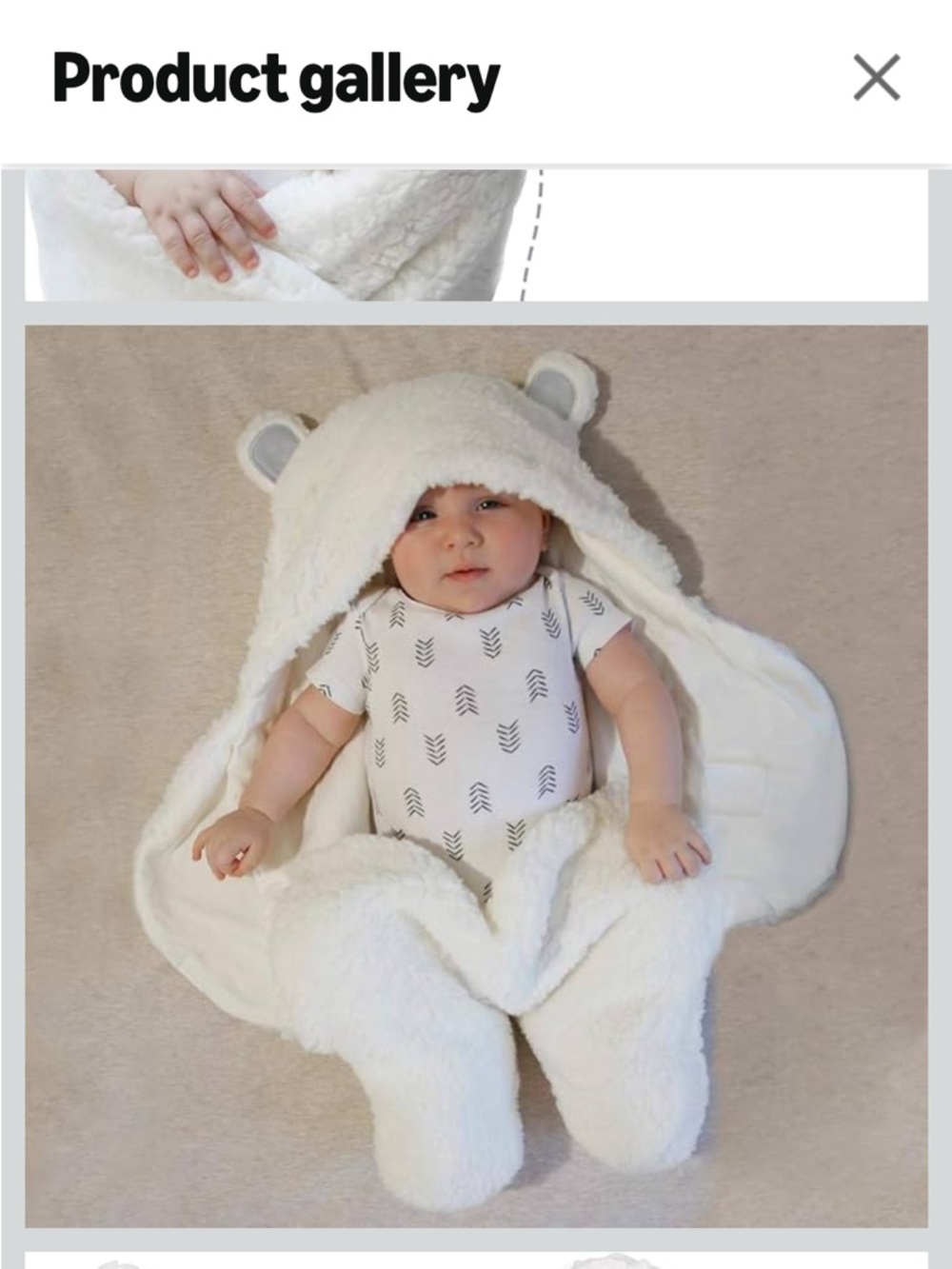 Jam Naturals Cute Bear Organic Swaddle Wrap - White - Picture 3 of 3
